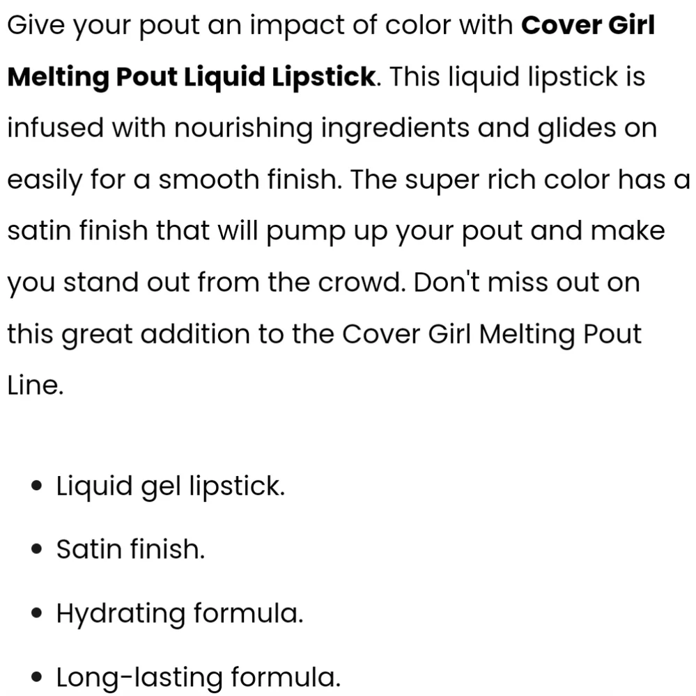 🆕️💄Covergirl Melting Pout Gel Liquid Liquid Lipstick 💄Gel Yes 125💄🆕️